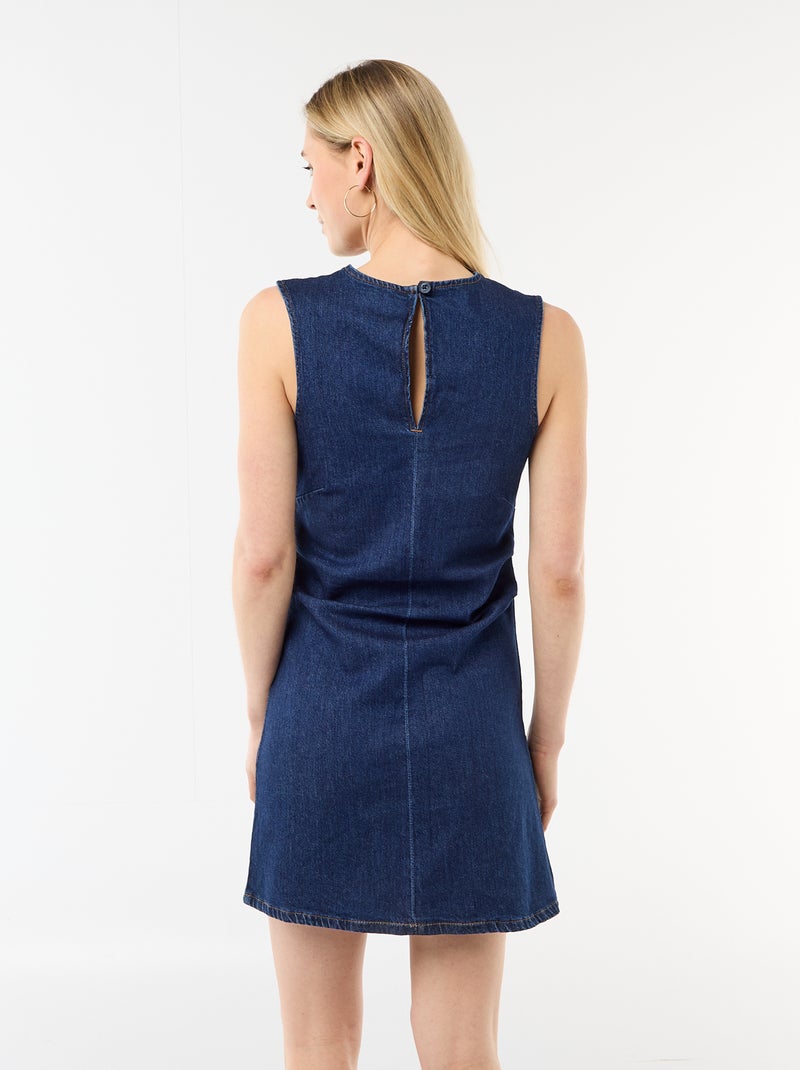 Korte mouwloze denim jurk Blauw - Kiabi