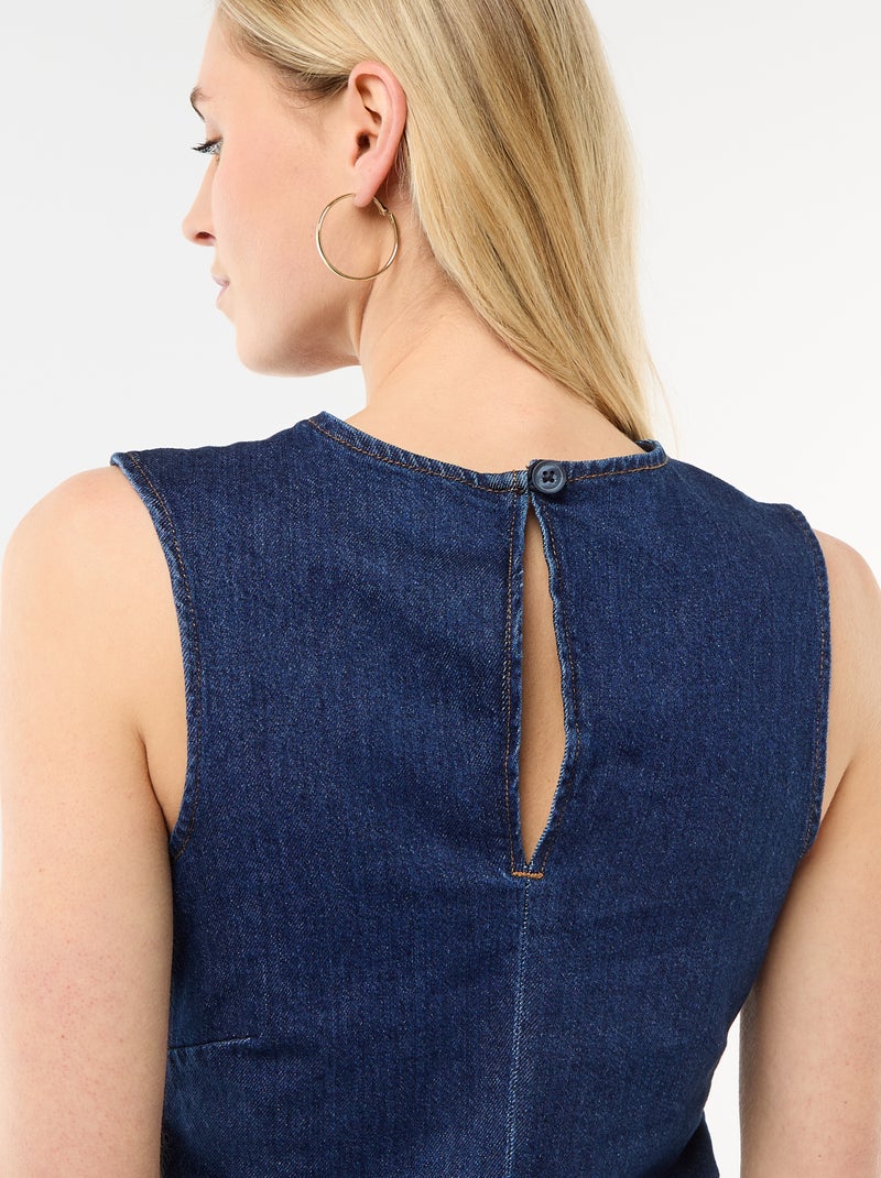Korte mouwloze denim jurk Blauw - Kiabi