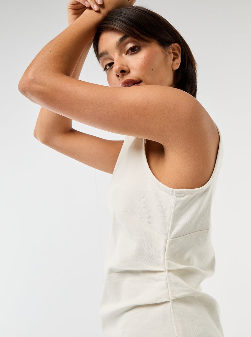 Korte mouwloze denim jurk Wit - Kiabi