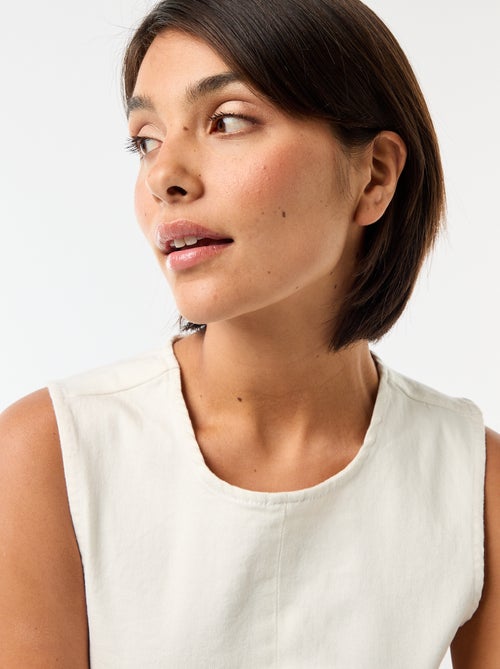 Korte mouwloze denim jurk - Kiabi