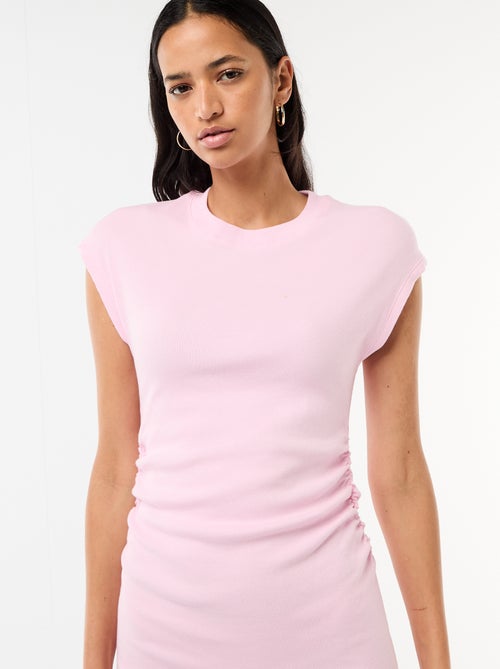 Korte mouwloze jurk van ribstof - Kiabi