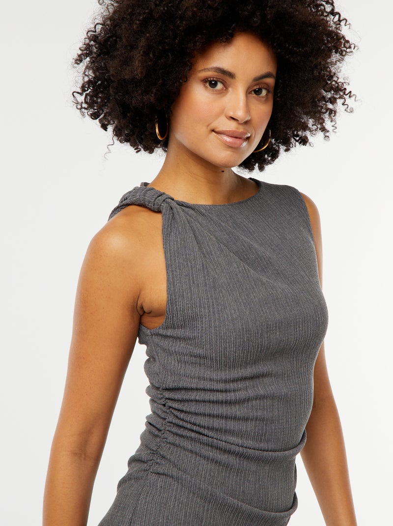 Korte, mouwloze jurk van wafeltricot Blauw - Kiabi