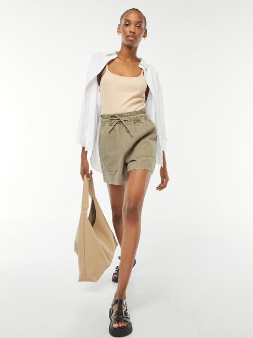 Korte mouwloze top van ribstof - Kiabi