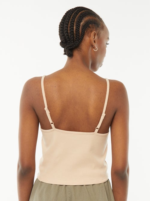 Korte mouwloze top van ribstof - Kiabi