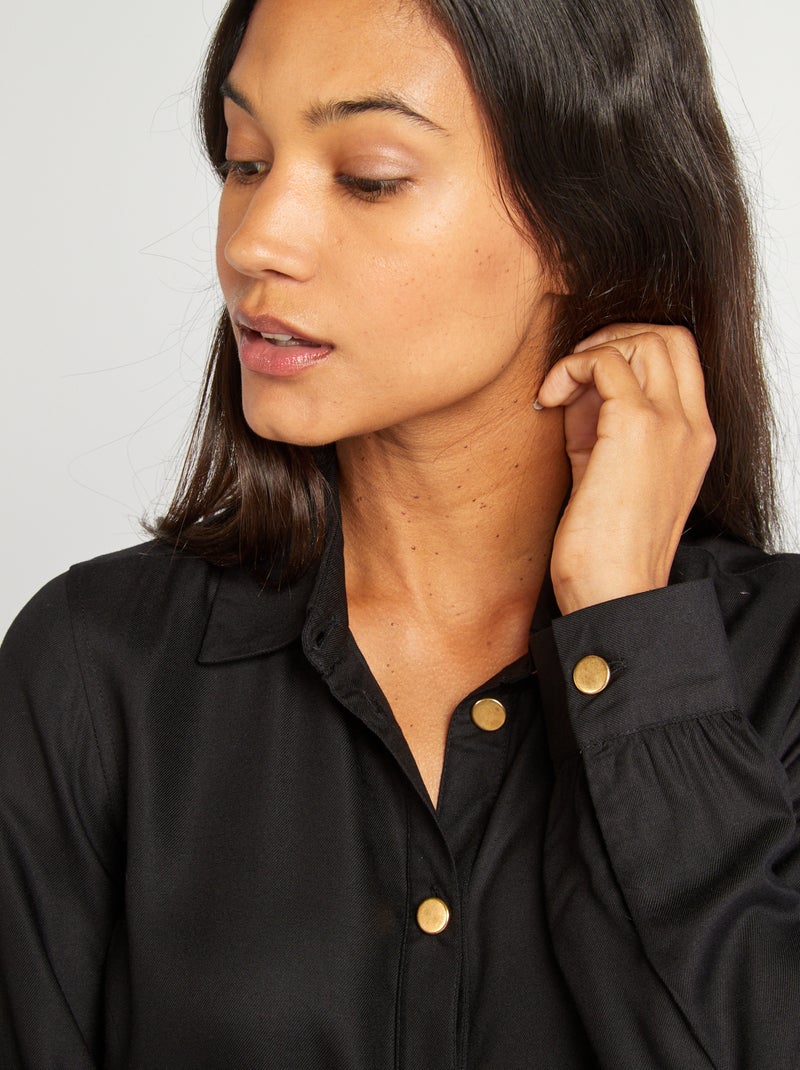 Korte overhemdjurk met ceintuur zwart - Kiabi