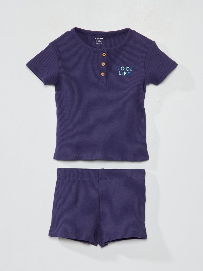Korte pyjama - 2-delig BLAUW - Kiabi