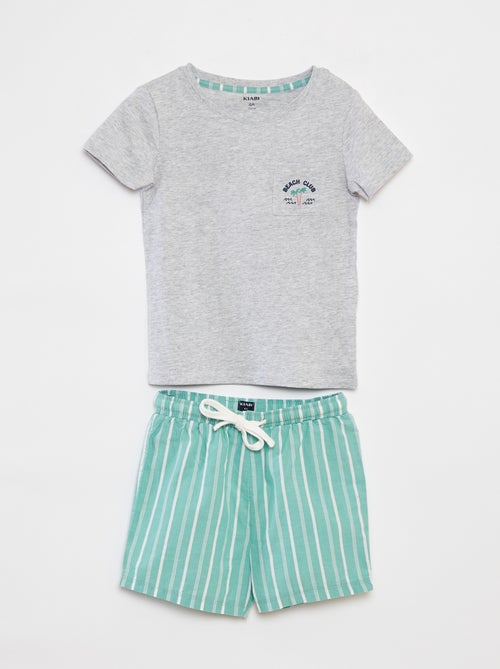 Korte pyjama - Poplin T-shirt + short - 2-delig - Kiabi