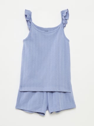 Korte pyjama - Singlet met ruches + short - 2-delig