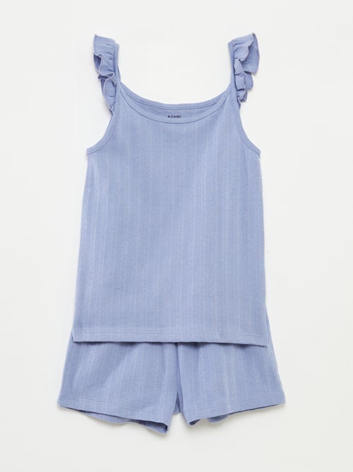 Korte pyjama - Singlet met ruches + short - 2-delig - Kiabi