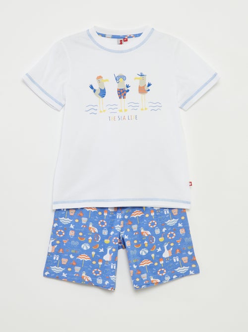 Korte pyjama - T-shirt + short met print - 2-delig - Kiabi