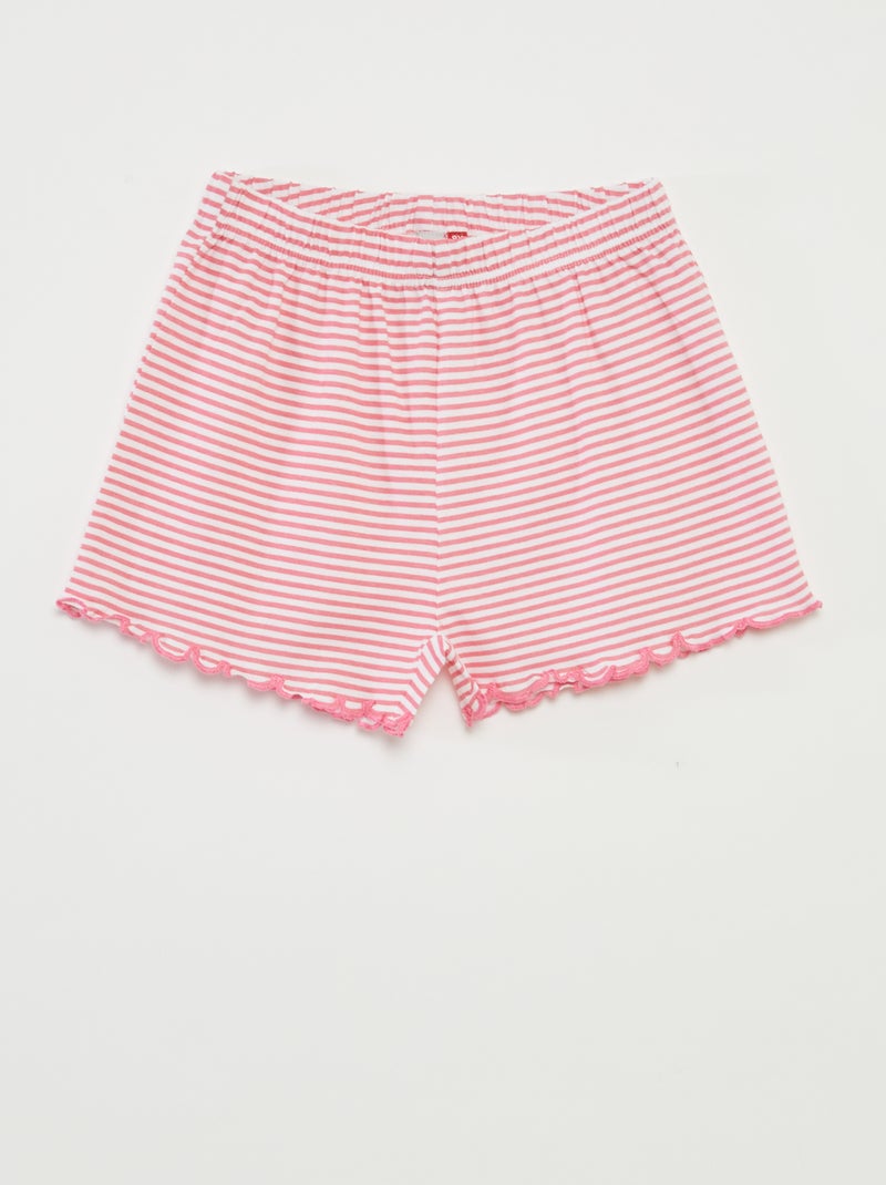 Korte pyjama - T-shirt + short met strepen - 2-delig ROSE - Kiabi
