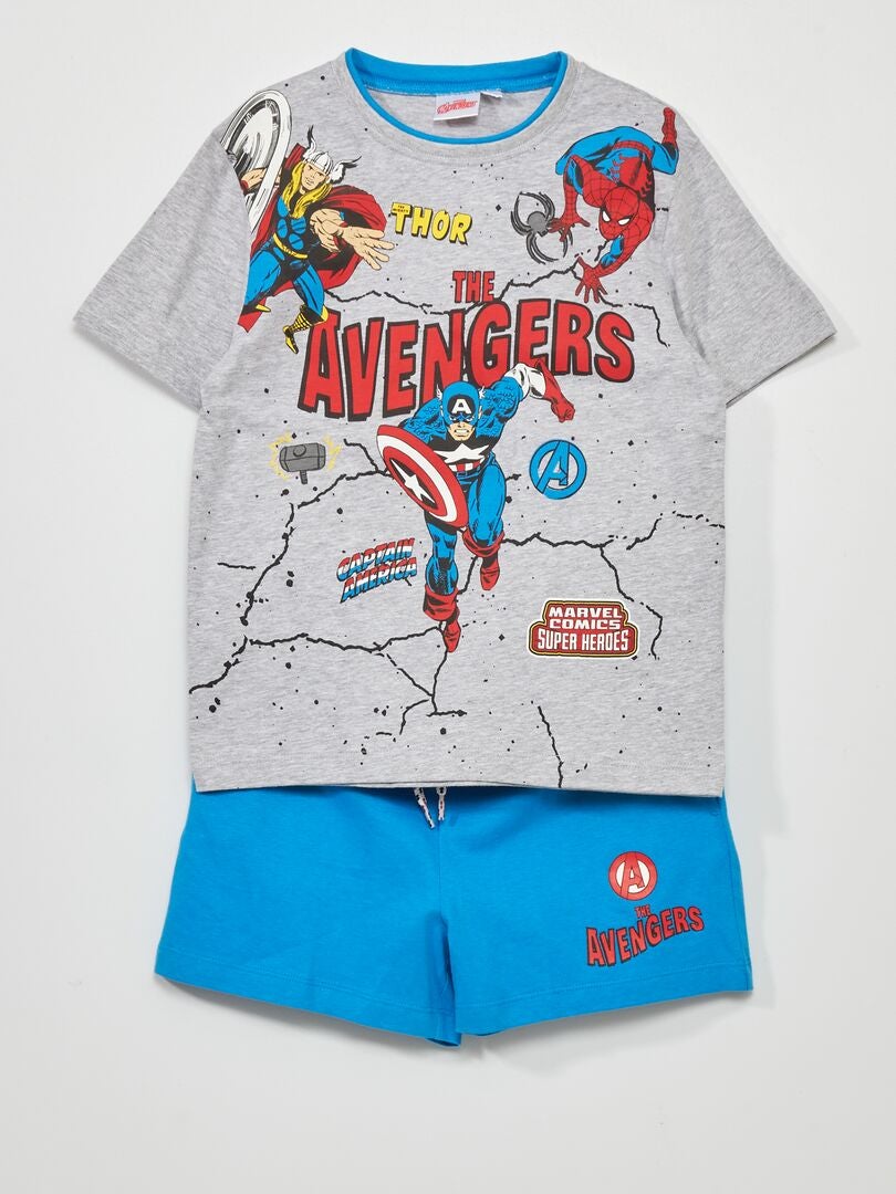 Korte pyjama 'Avengers' - 2-delig grijs - Kiabi