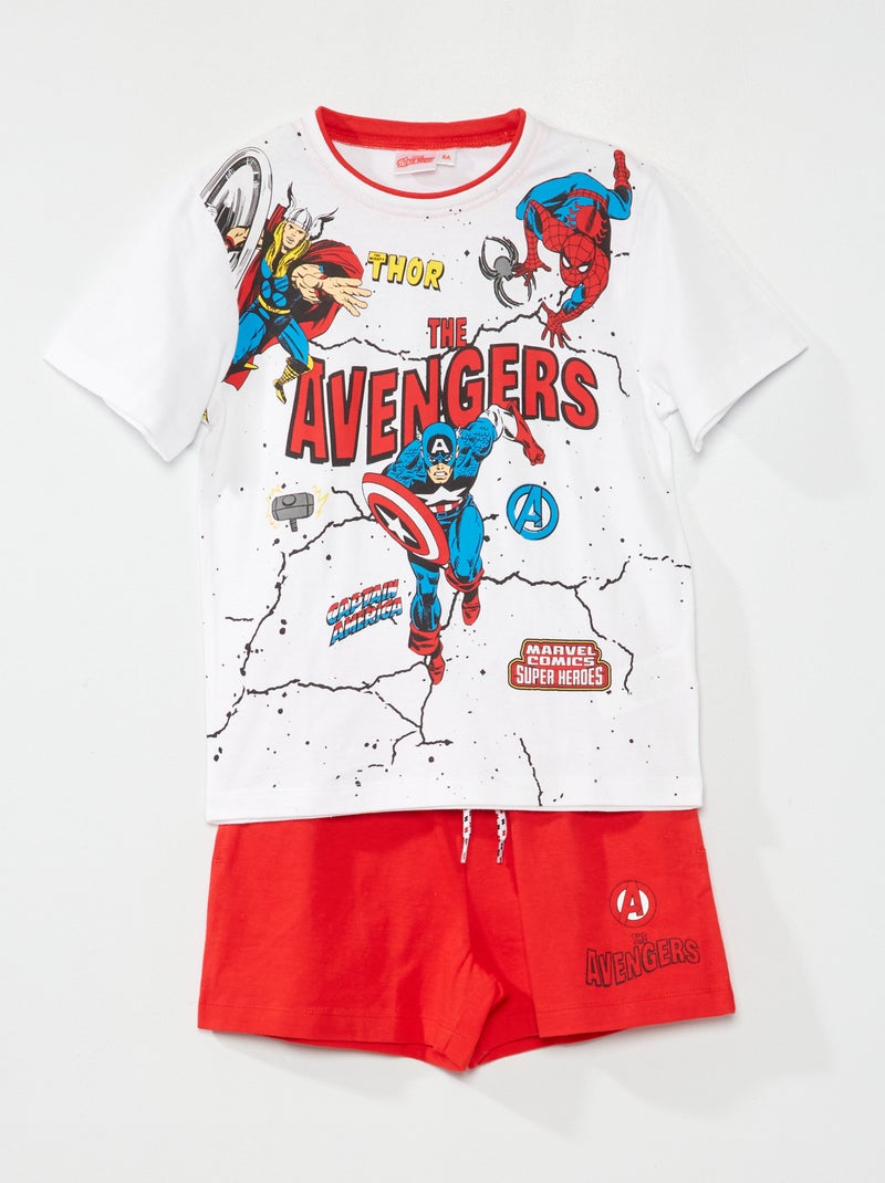 Korte pyjama 'Avengers' - 2-delig wit - Kiabi