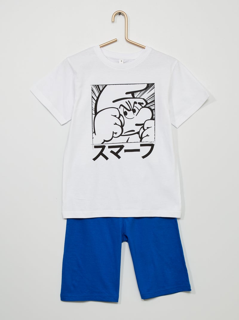 Korte pyjama 'De Smurfen' wit / blauw - Kiabi