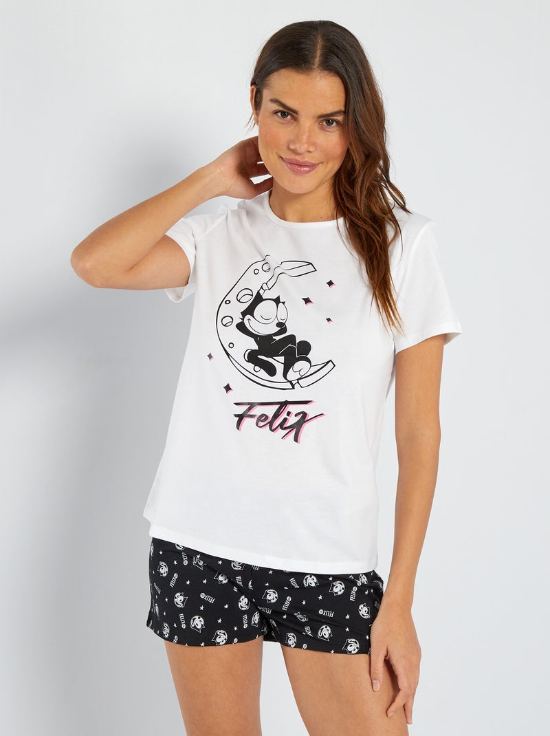 Korte pyjama 'Felix de Kat' - 2-delig WIT - Kiabi