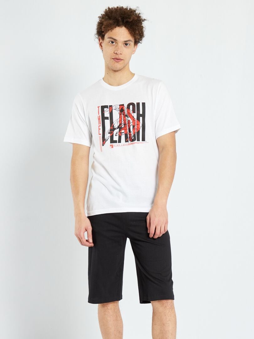 Korte pyjama 'Flash' - 2-delig zwart / wit - Kiabi