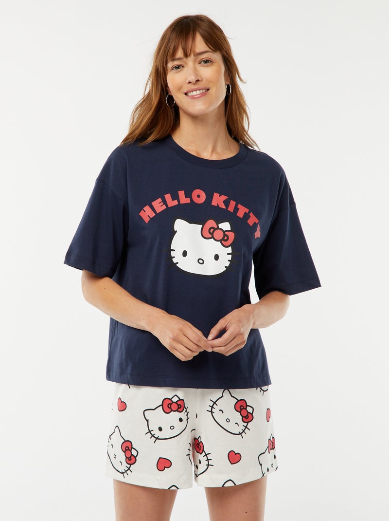 Korte pyjama 'Hello Kitty' - 2-delig Blauw - Kiabi