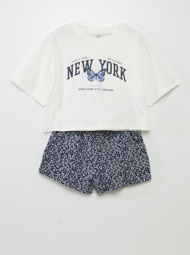 Korte pyjama in Amerikaanse stijl WIT - Kiabi