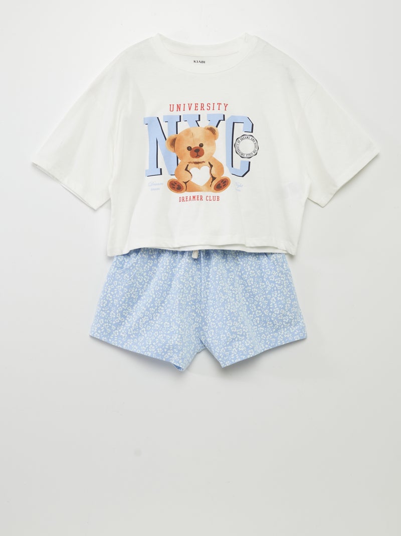 Korte pyjama in Amerikaanse stijl WIT - Kiabi
