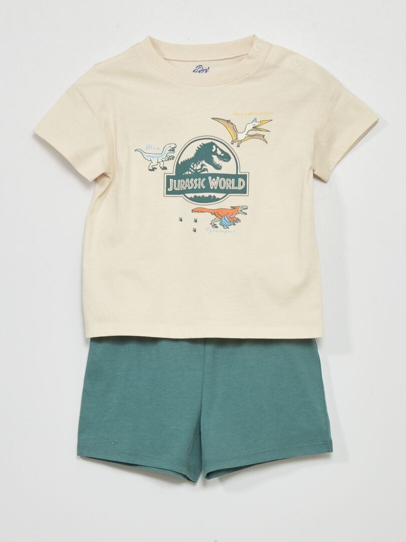 Ensemble pyjama court 'Jurassic World' - 2 pièces - Ecru/vert - 6.00
