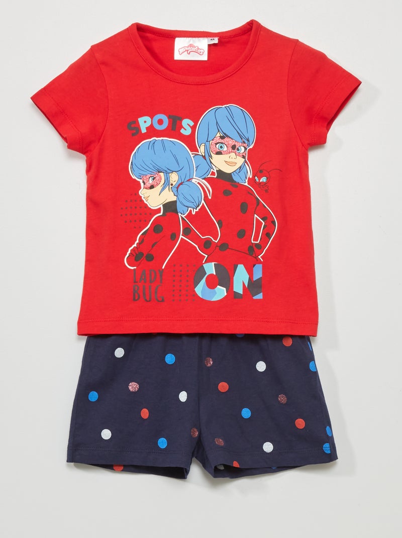 Korte pyjama 'Lady Bug' - 2-delig rood / blauw - Kiabi