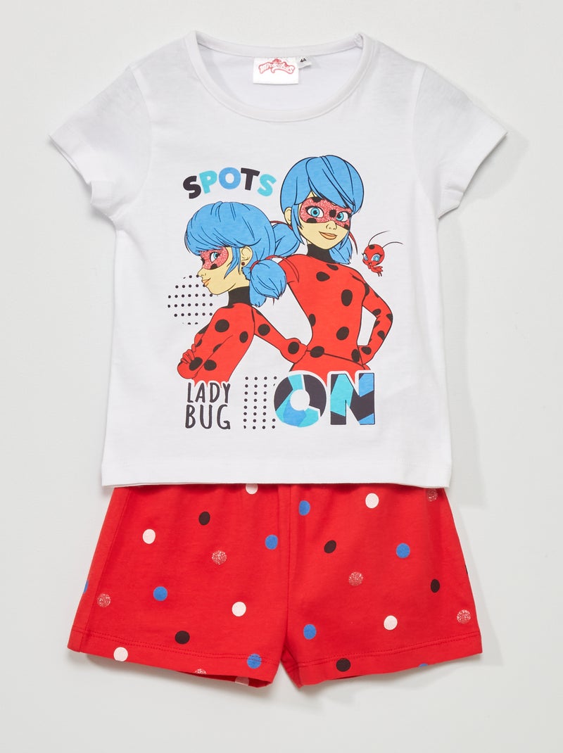 Korte pyjama 'Lady Bug' - 2-delig wit / rood - Kiabi