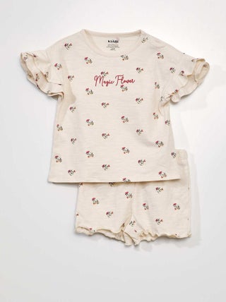 Korte pyjama met bloemenprint - 2-delig