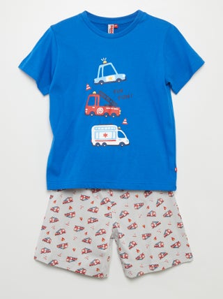 Korte pyjama met brandweerprint: short + T-shirt - 2-delig