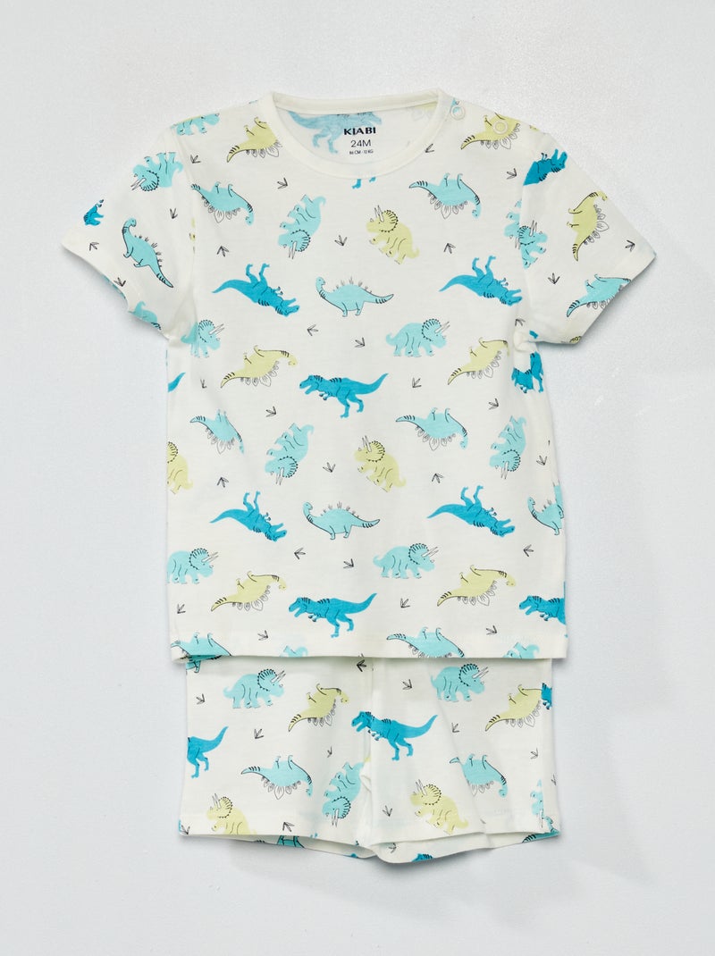 Korte pyjama met dinosaurusprint - 2-delig WIT - Kiabi