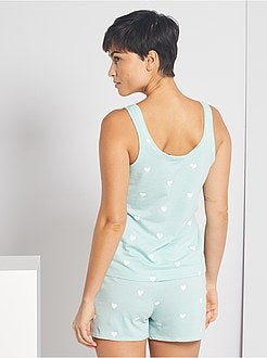 Korte pyjama met hartjesprint - Kiabi