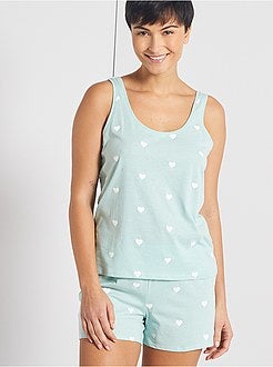 Korte pyjama met hartjesprint - Kiabi