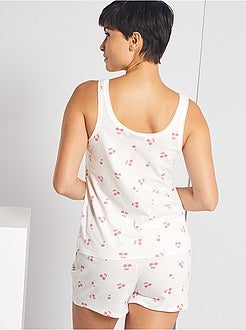 Korte pyjama met kersenprint - Kiabi