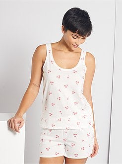 Korte pyjama met kersenprint - Kiabi