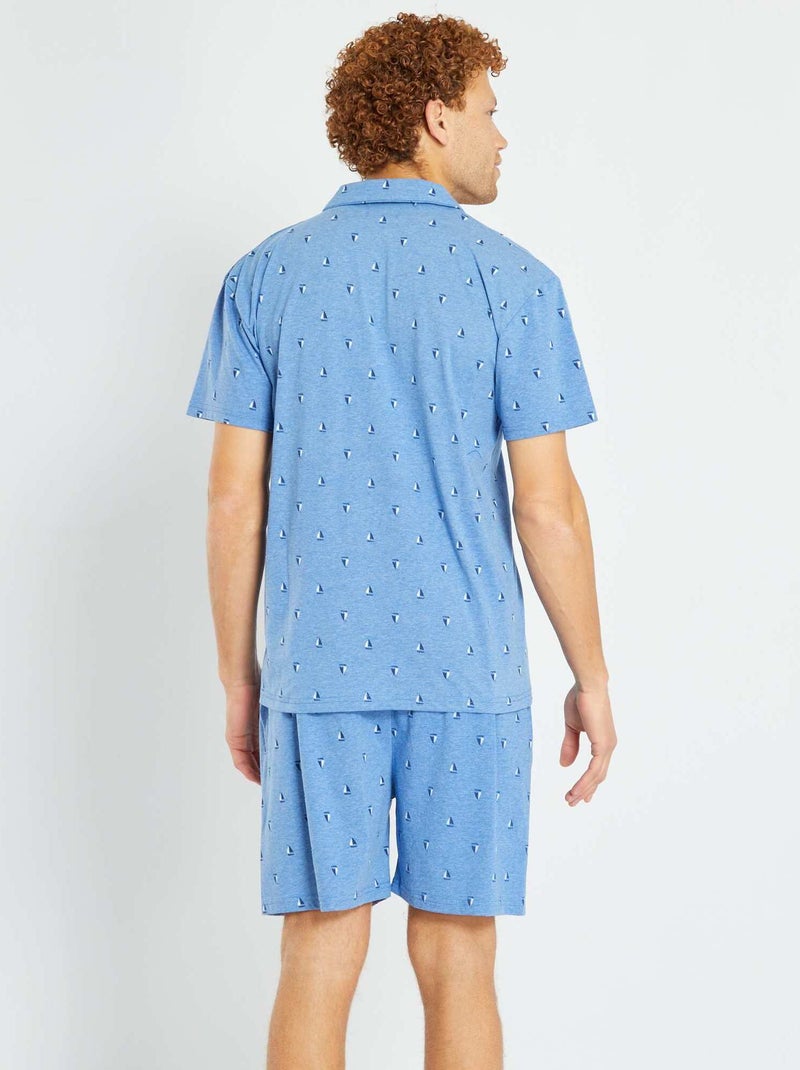 Set van twee pyjama's met knoopsluiting, korte mouwen en kuitbroek