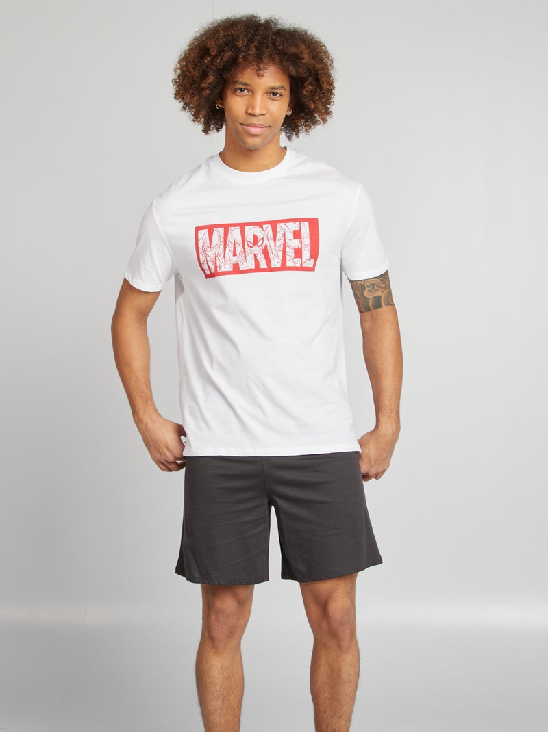Korte pyjama met Marvel-print: short + T-shirt - 2-delig WIT - Kiabi
