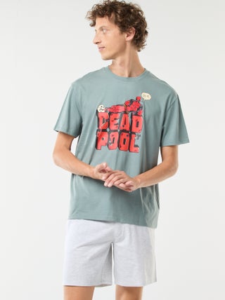 Korte pyjama met Marvel/Deadpool-print en korte mouw + short - 2-delig