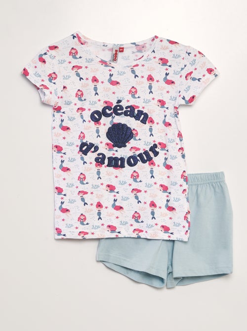 Korte pyjama met nijlpaardenprint: short + T-shirt - 2-delig - Kiabi