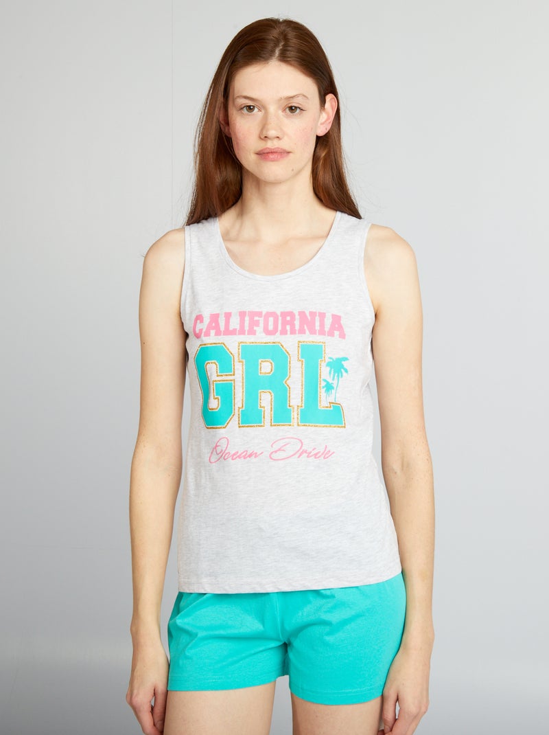 Korte pyjama met opdruk 'California' - 2-delig GRIJS - Kiabi