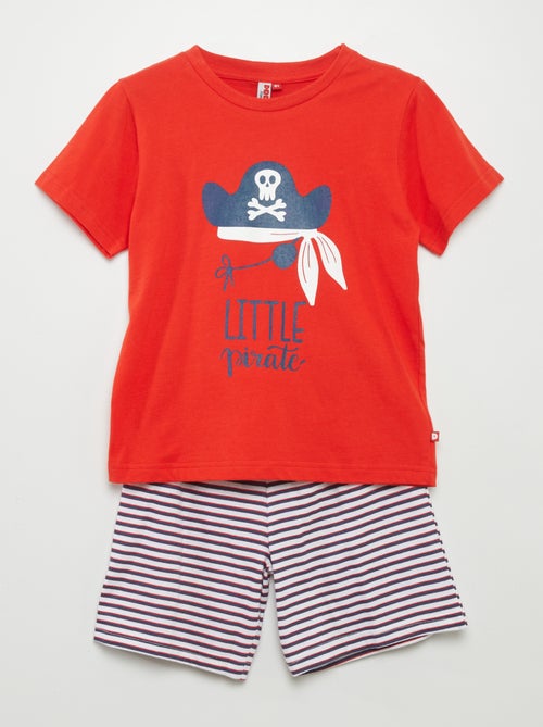 Korte pyjama met piratenprint: short + T-shirt - 2-delig - Kiabi