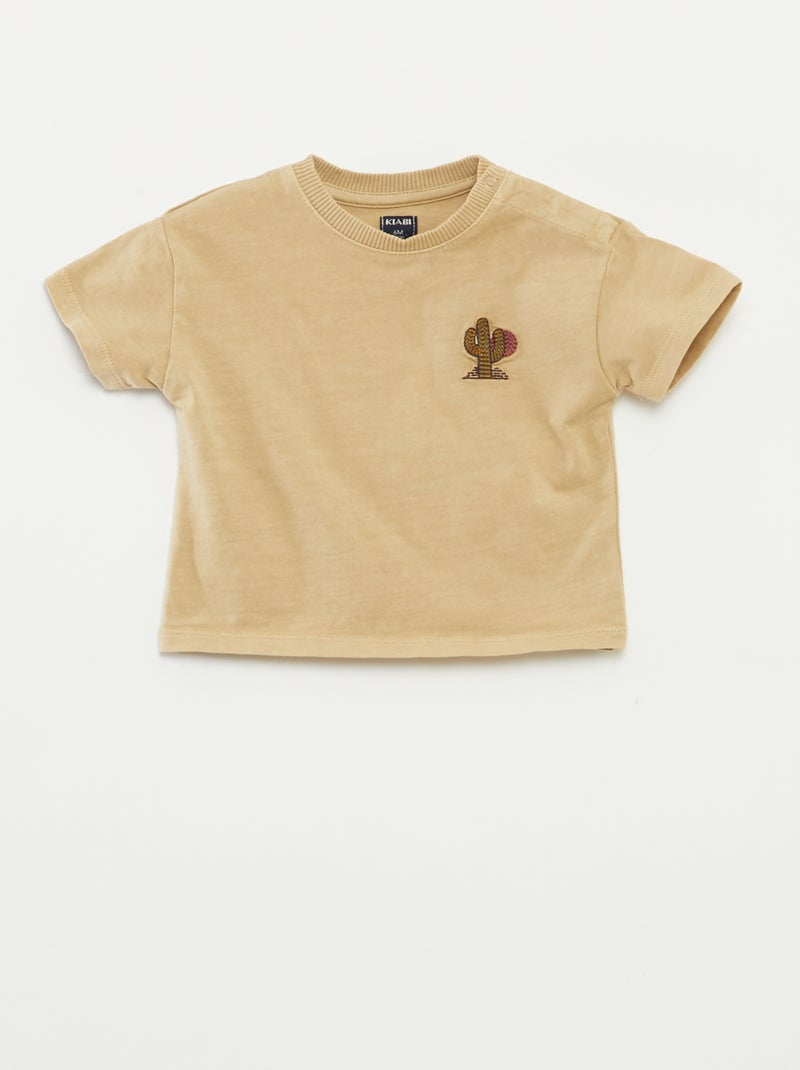 Korte pyjama met short + T-shirt - 2-delig BIEGE - Kiabi