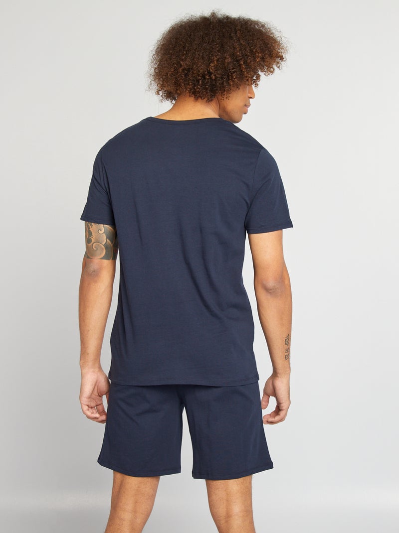 Korte pyjama met short + T-shirt - 2-delig BLAUW - Kiabi