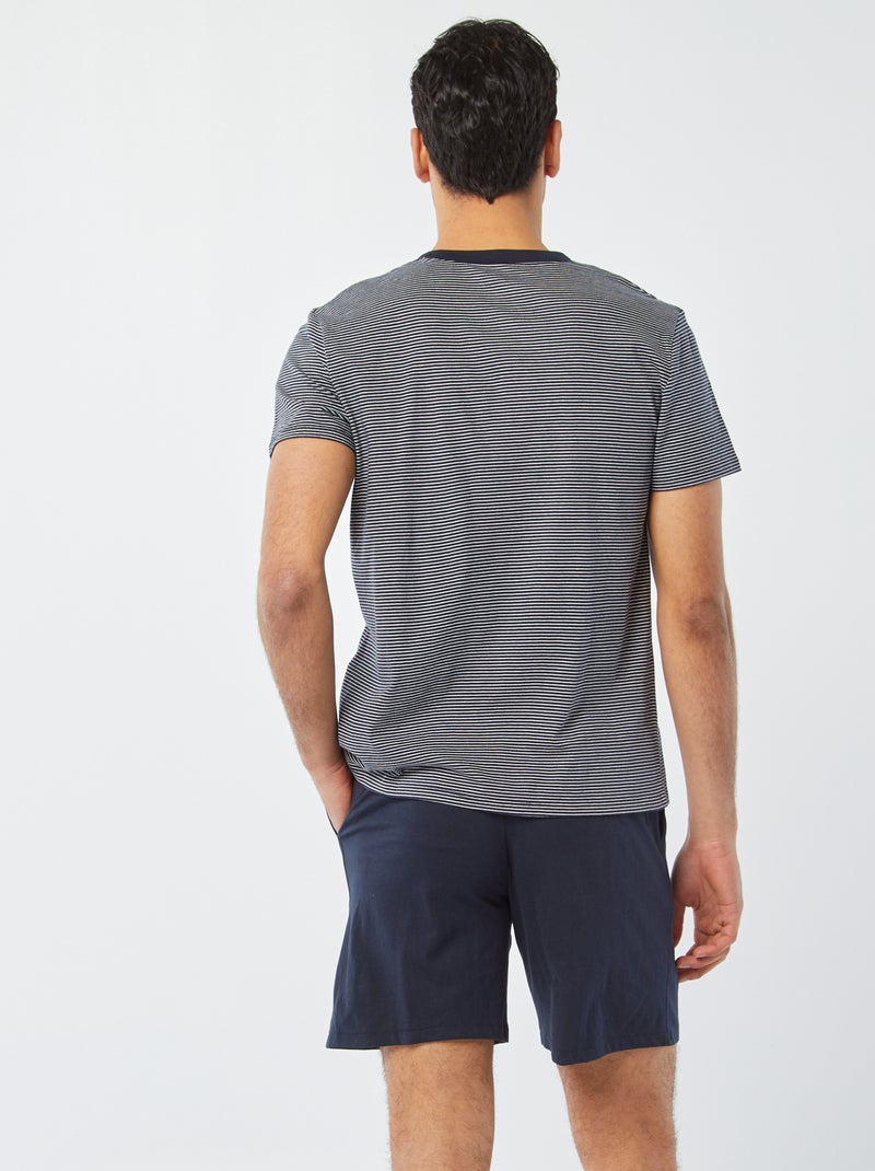 Korte pyjama met short + T-shirt - 2 zakken BLAUW - Kiabi