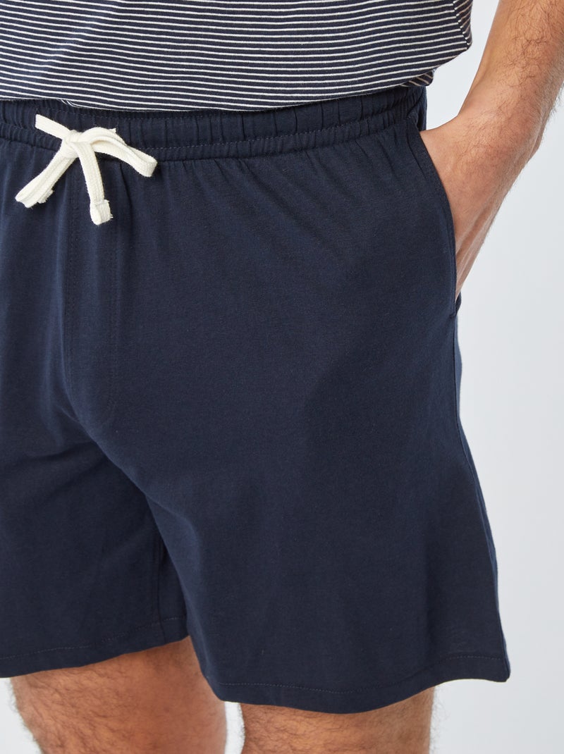 Korte pyjama met short + T-shirt - 2 zakken BLAUW - Kiabi