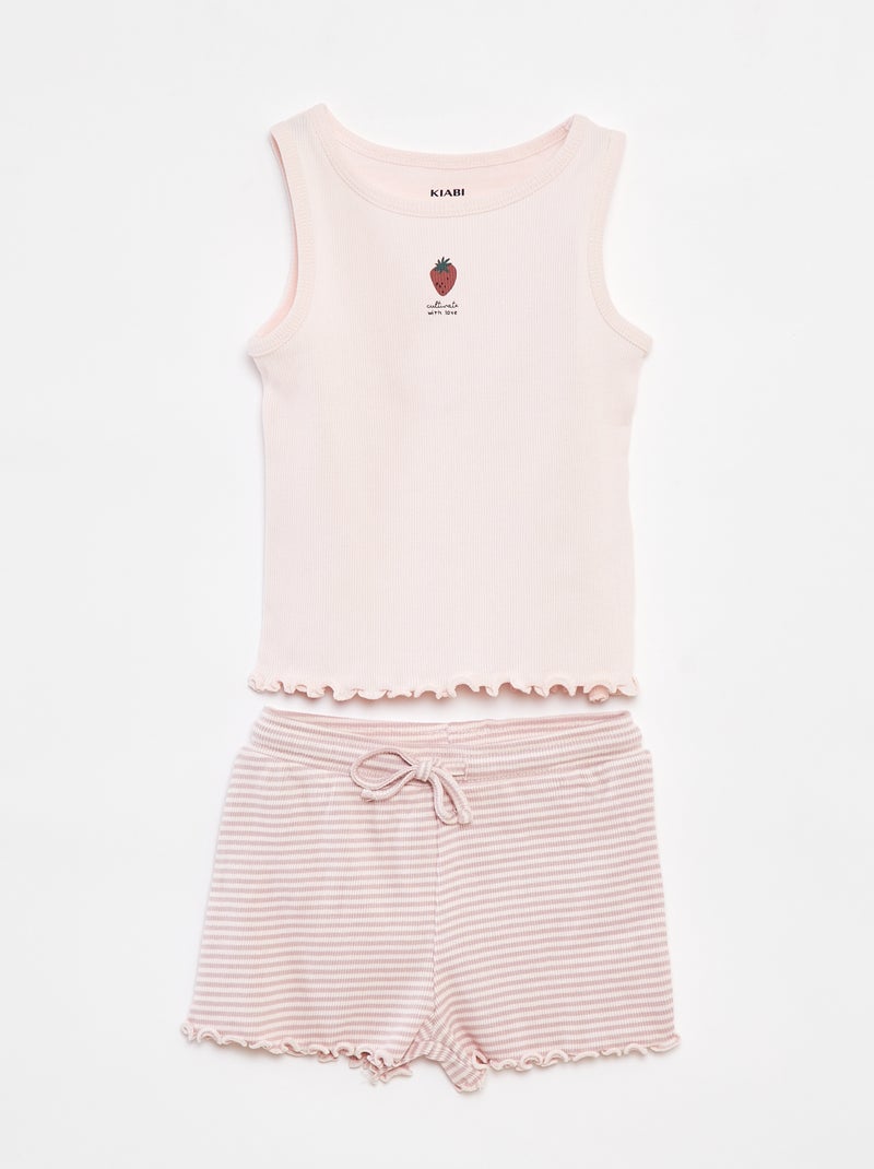 Korte pyjama met singlet + short - 2-delig ROSE - Kiabi