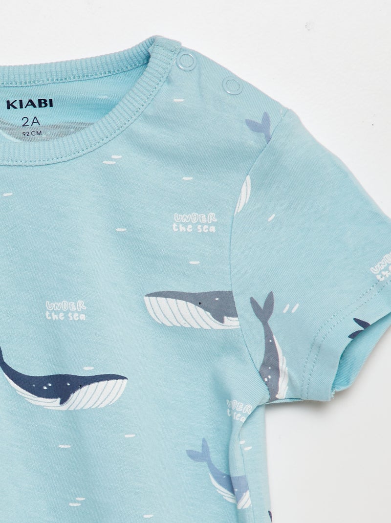 Korte pyjama met T-shirt + short - 2-delig BLAUW - Kiabi