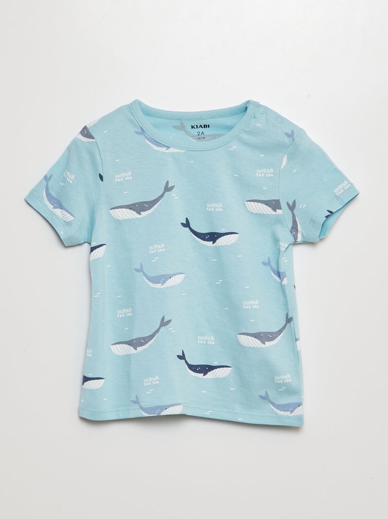 Korte pyjama met T-shirt + short - 2-delig BLAUW - Kiabi