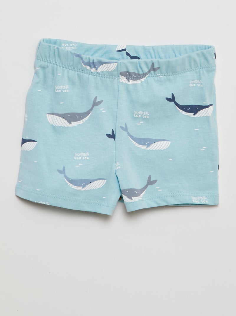 Korte pyjama met T-shirt + short - 2-delig BLAUW - Kiabi