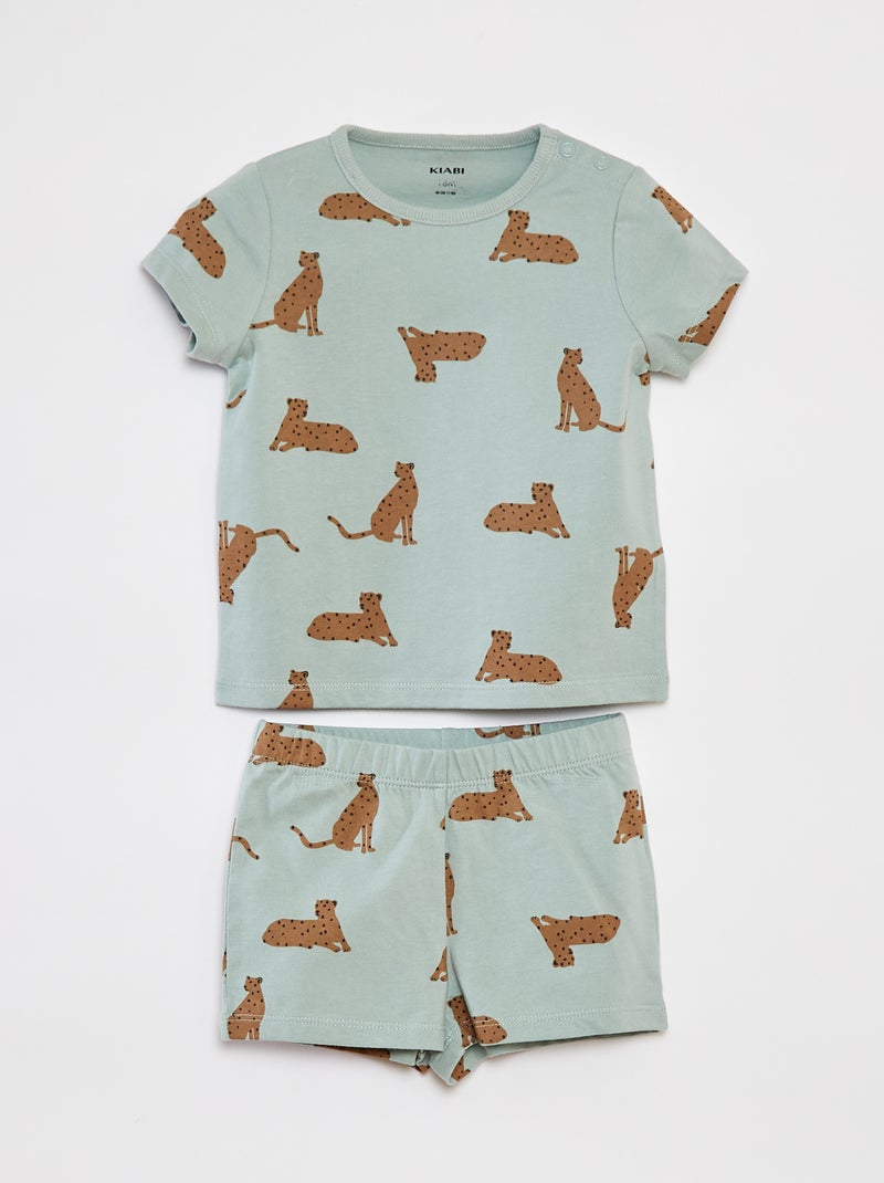 Korte pyjama met T-shirt + short - 2-delig BLAUW - Kiabi