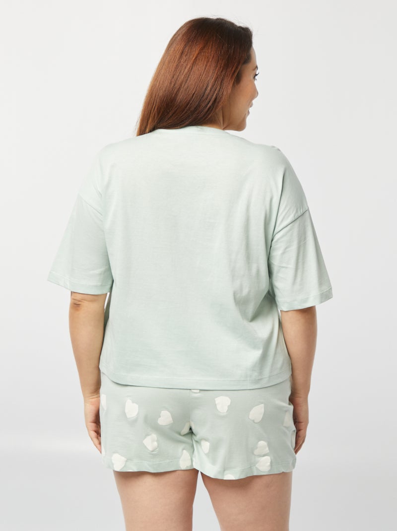 Korte pyjama met T-shirt + short - 2-delig GROEN - Kiabi