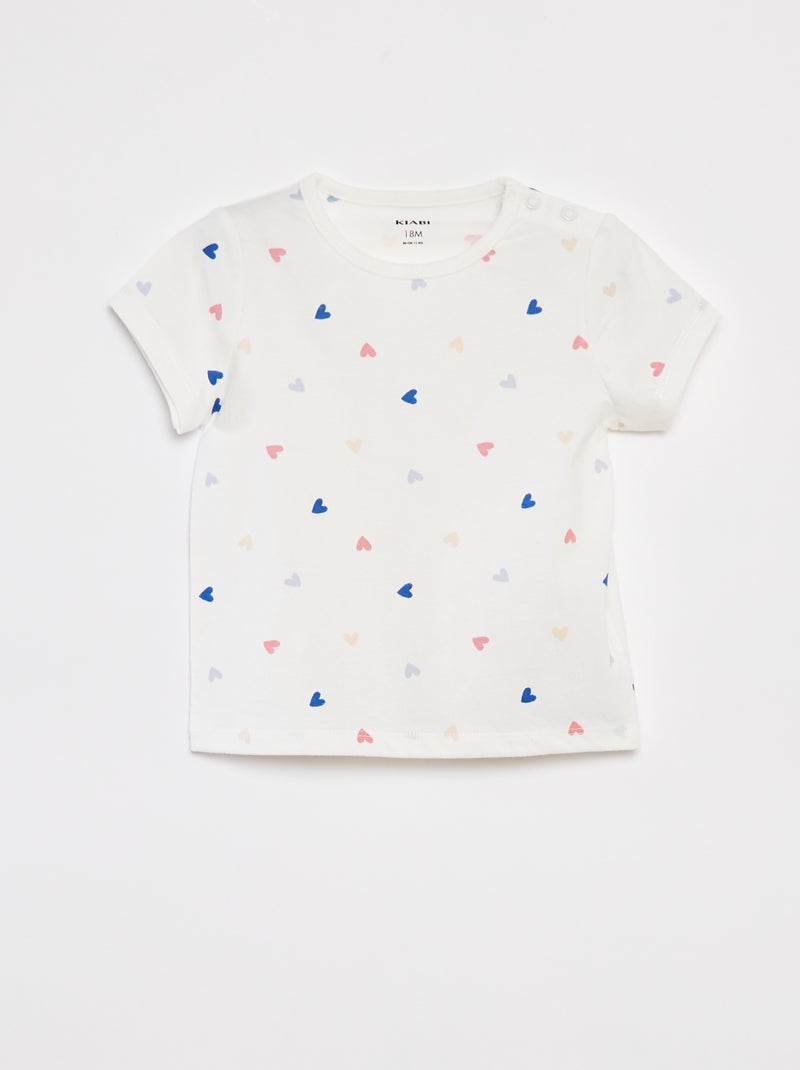 Korte pyjama met T-shirt + short - 2-delig WIT - Kiabi